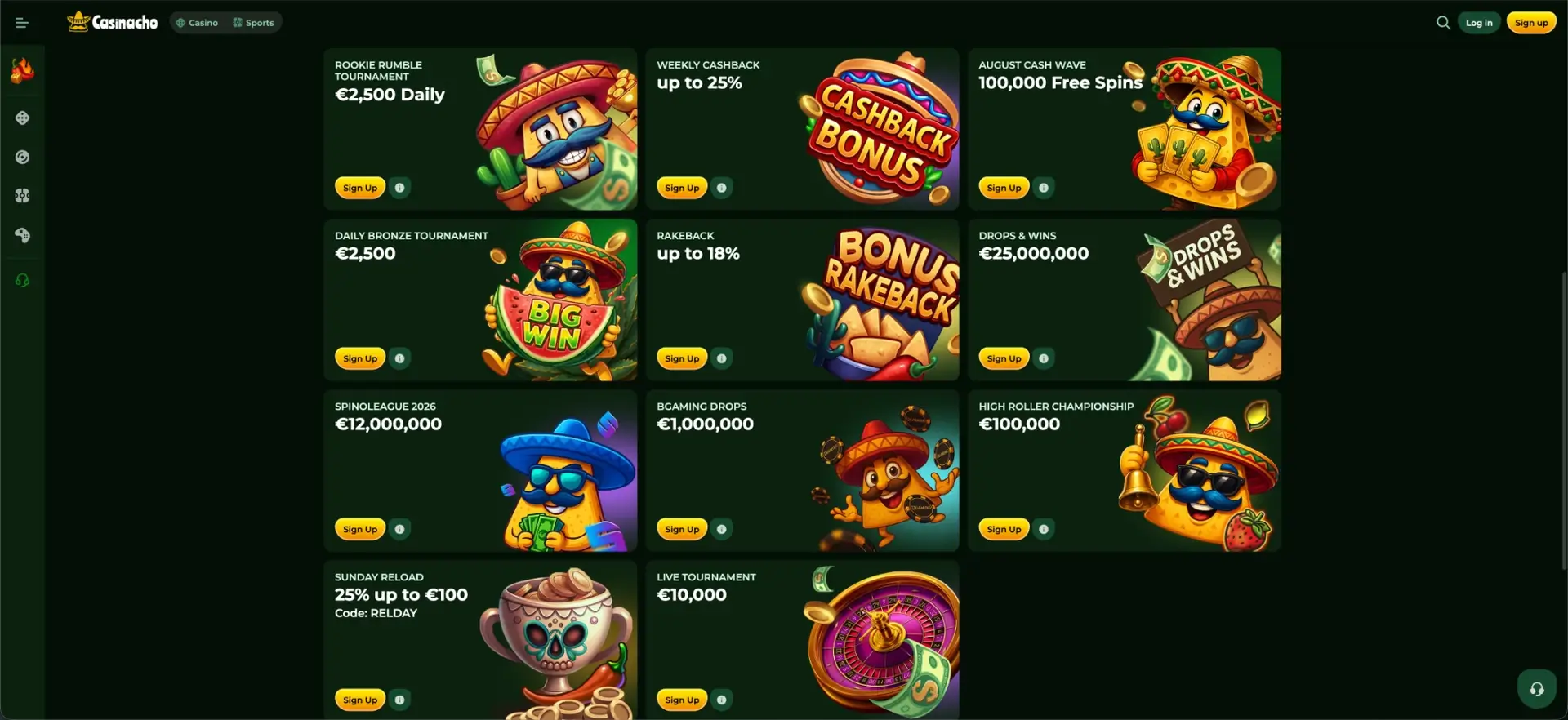 Casinacho promotions and tournament offers