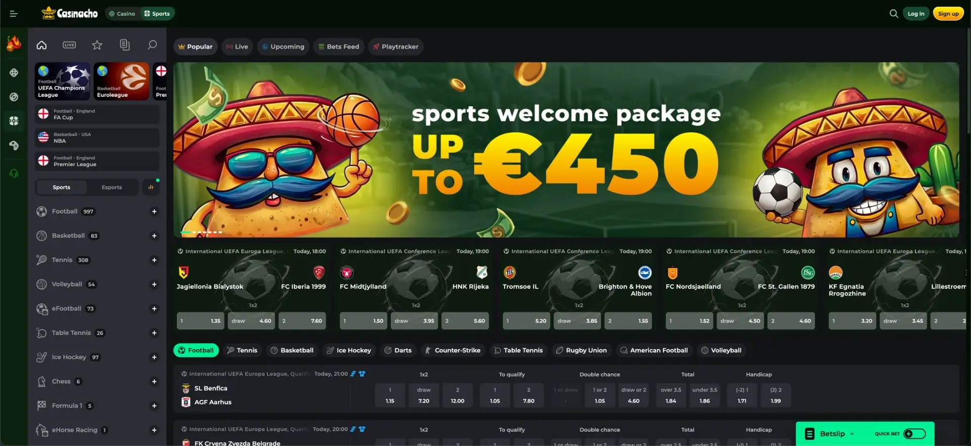 Casinacho sportsbook homepage
